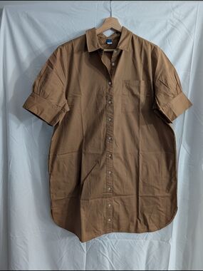 Old Navy Brown Button-Front Midi Dress
